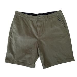 LOST Army Green Flat Front Shorts - Size 34
